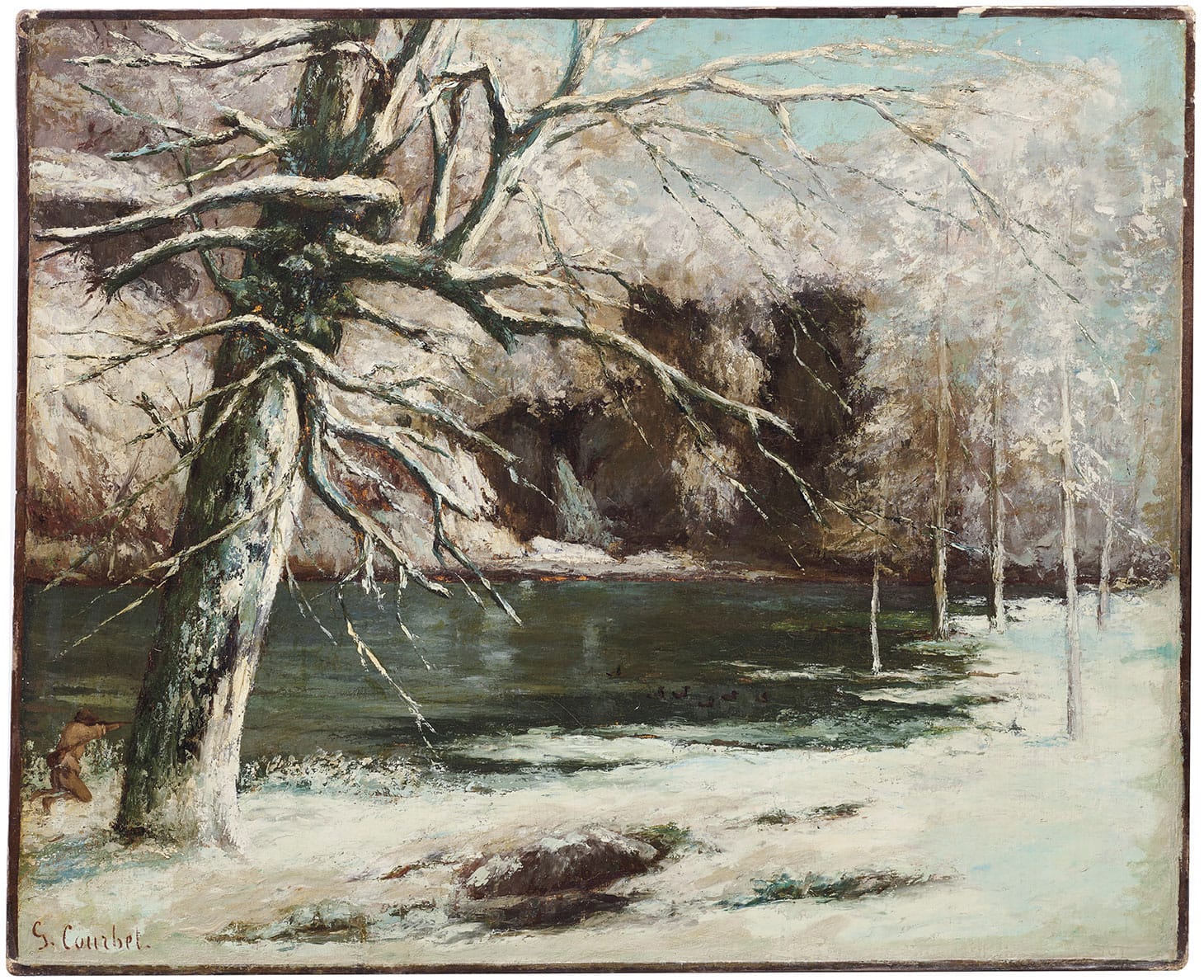 Gustave Courbet, "Le chasseur d’eau" (1973), oil on canvas, 23 1/2 x 28 3/4 inches (image courtesy Christie's)