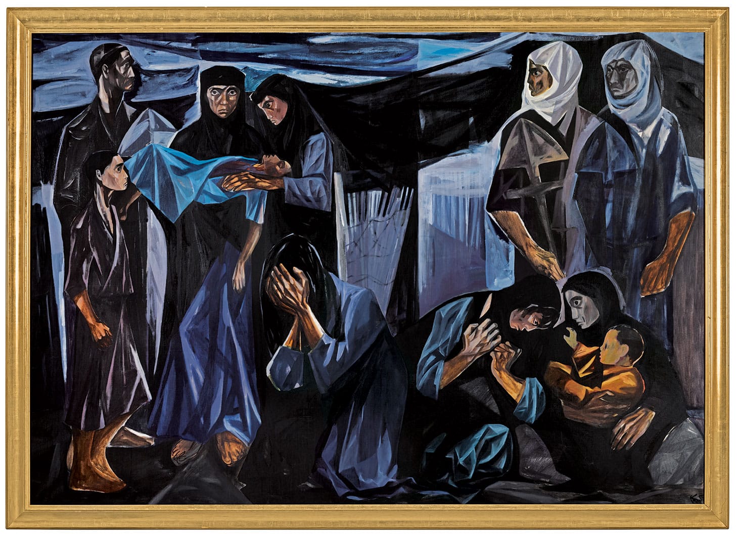 Mahmoud Sabri, "Al Mawt Al-Tafl (The Death of a Child)" (1963), oil on canvas, 54 x 77 1/8 inches (image courtesy Sotheby's)