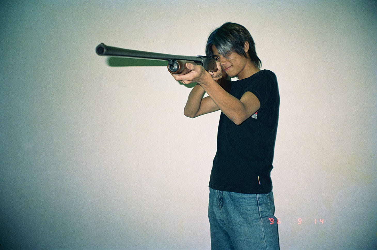 Zheng Guogu, "The Vagarious Life of Yangjiang Youth No. 16" (1996), C-print, 24 x 39 3/8 inches (image courtesy Eli Klein Gallery)