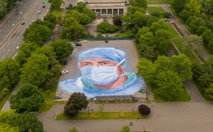 An Artist Is Painting a 20,000-Square-Foot Mural for Healthcare Workers at the Queens Museum