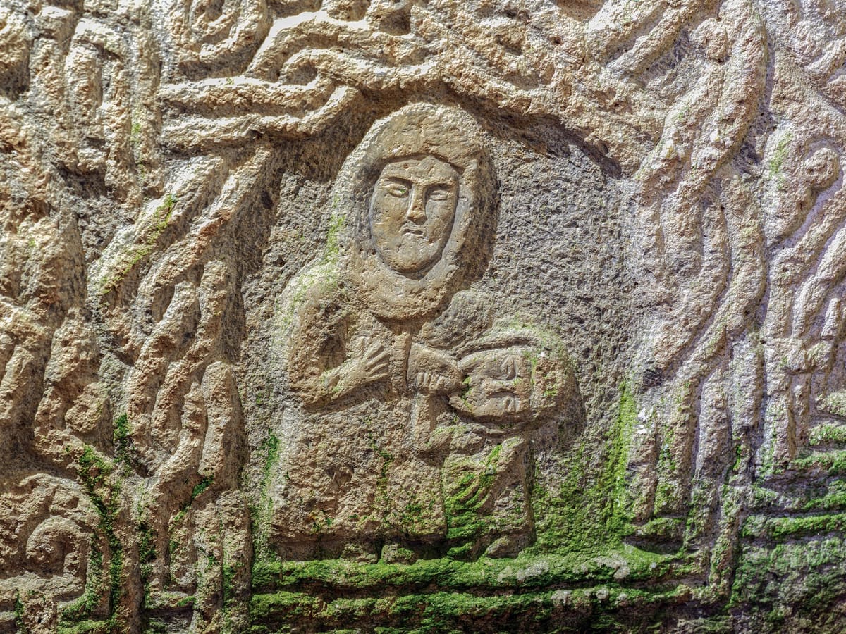 An Unusual Mother and Child Sculpture in Handaberd