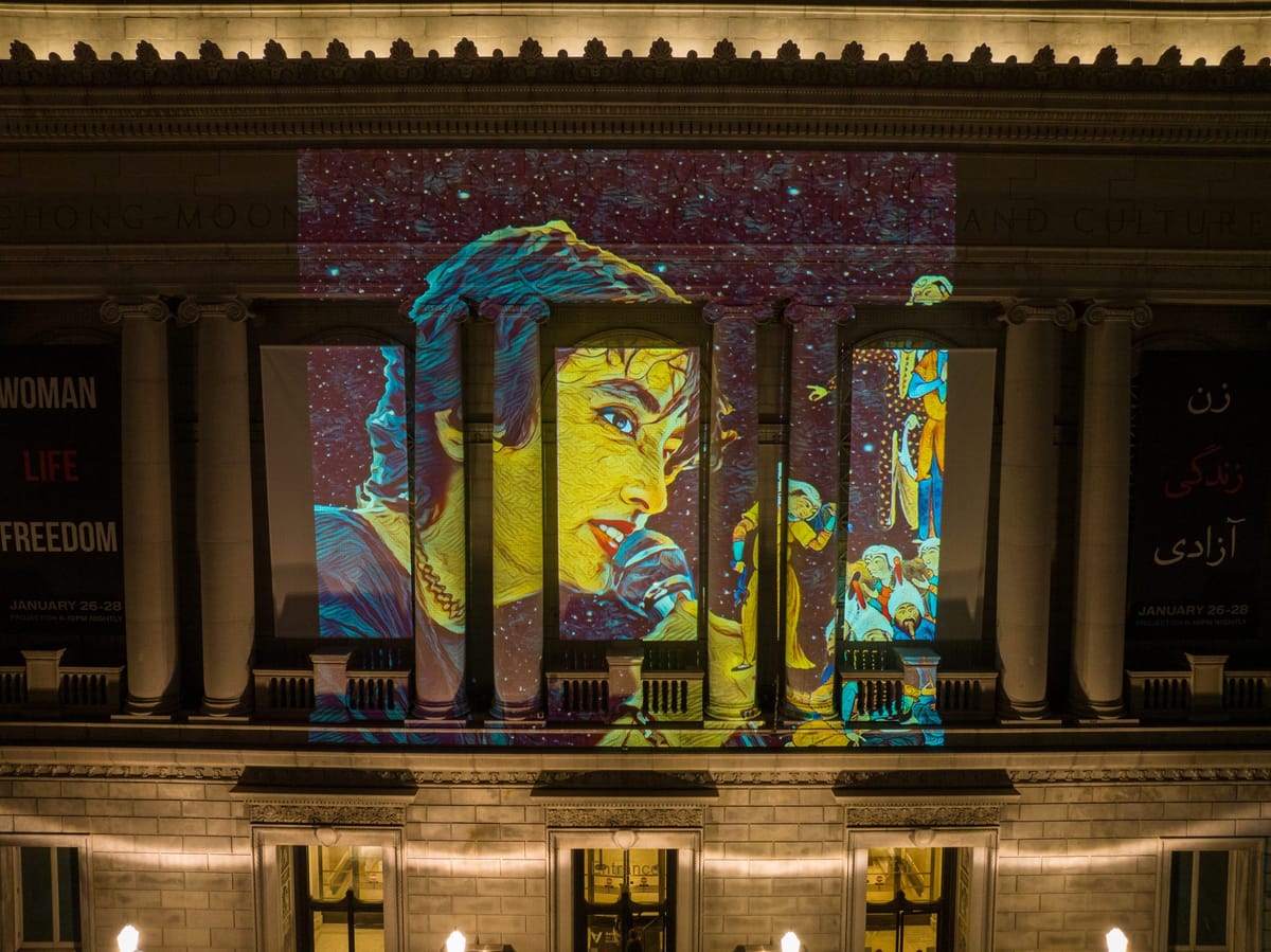 San Francisco’s Asian Art Museum Lends Its Facade to Iran's Protest Art