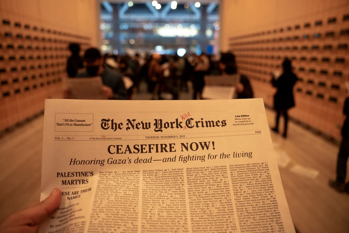 Activists Rally at New York Times HQ to Call Out Gaza Coverage