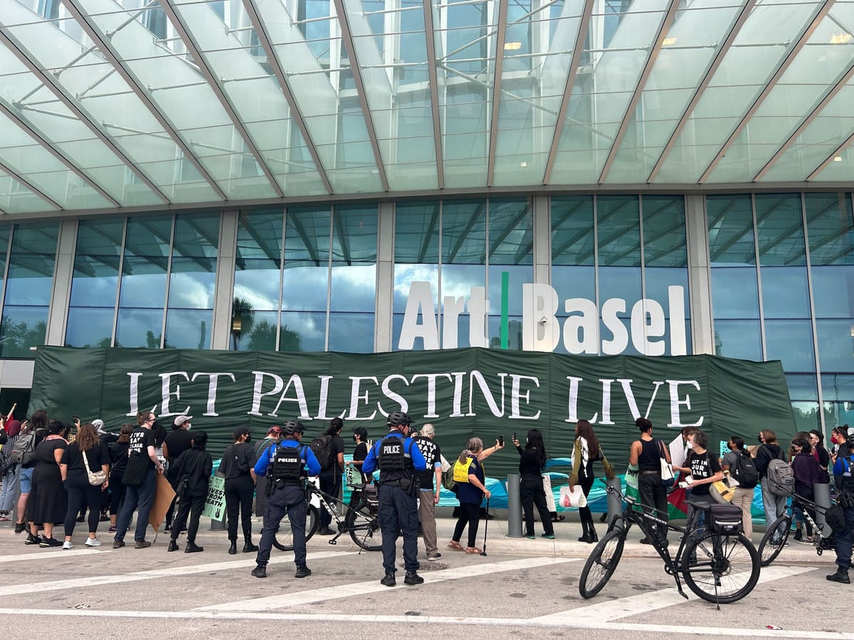 Protesters Call for Gaza Ceasefire at Art Basel Miami Beach