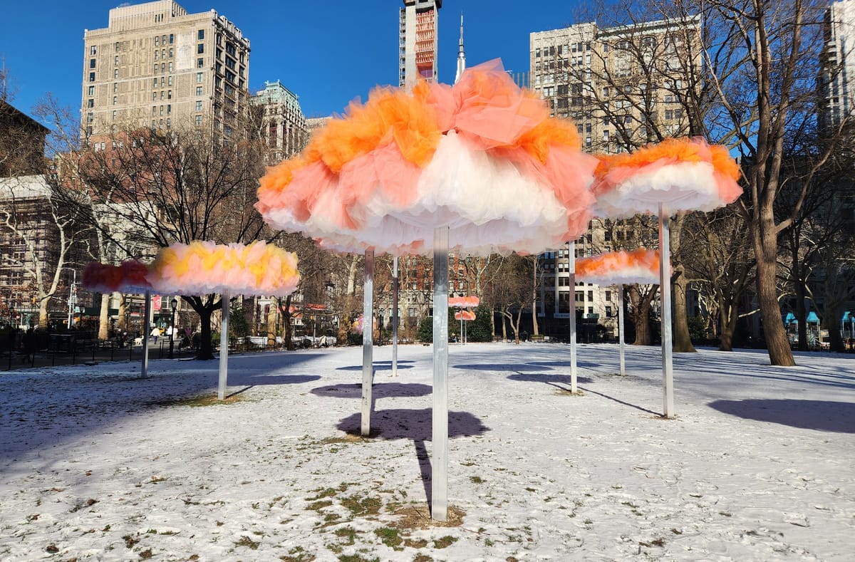 New Fluffy Tulle Artwork Livens Up a Gray Manhattan