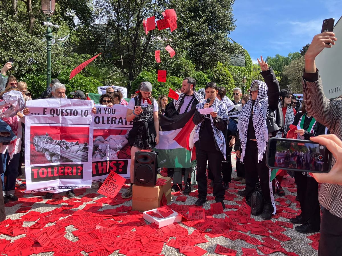 Activists Say “No to the Genocide Pavilion" in Biennale Protest Against Israel