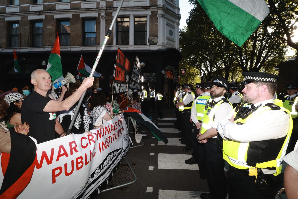 Protesters Rally Outside Israeli Embassy Party at British Museum