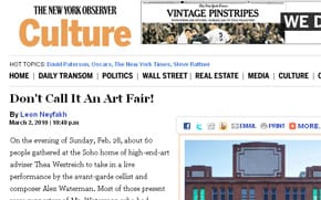 “Welcome to the New York art world in 2010…”