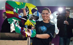 Damien Hirst Leading Spin Class at Davos