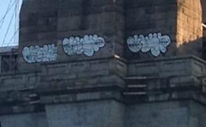 Graffiti Writer "Bombs" Brooklyn Bridge