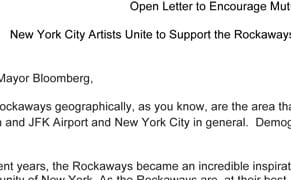 Art, Music, Film Celebrities Write a Letter to Mayor Bloomberg About the Rockaways