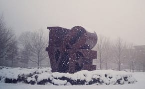 Robert Indiana's LOVE in the Indianapolis Snow