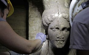 Marble Caryatids and Panel Discovered in Greece's Largest Tomb
