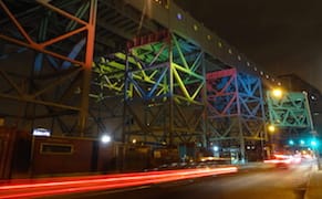 With a Bridge for a Screen, Artists Bring a Rainbow to Brooklyn