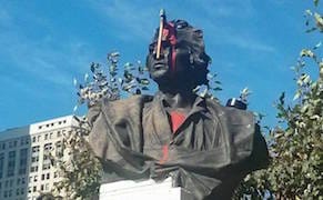 Christopher Columbus Statue Gets an Axe to the Face