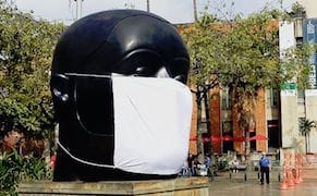 Colombian Activists Put Masks on Botero Sculptures to Protest Pollution