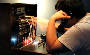 Playing Operator on a Vintage Telephone Switchboard