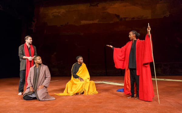 Sean O'Callaghan, Jared McNeill, Ery Nzaramba, and Carole Karemera in 'Battlefield' at BAM (all photos by Richard Termine, co