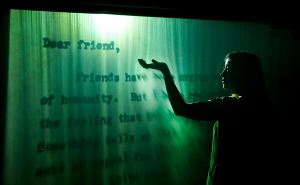 Artist Jitish Kallat Projects a Letter from Gandhi to Hitler