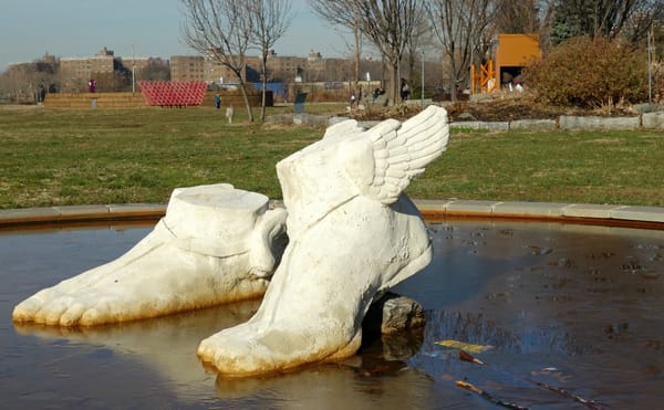 Christopher Walken Heads, Winged Feet, and Other Sculptures Alight Along the East River