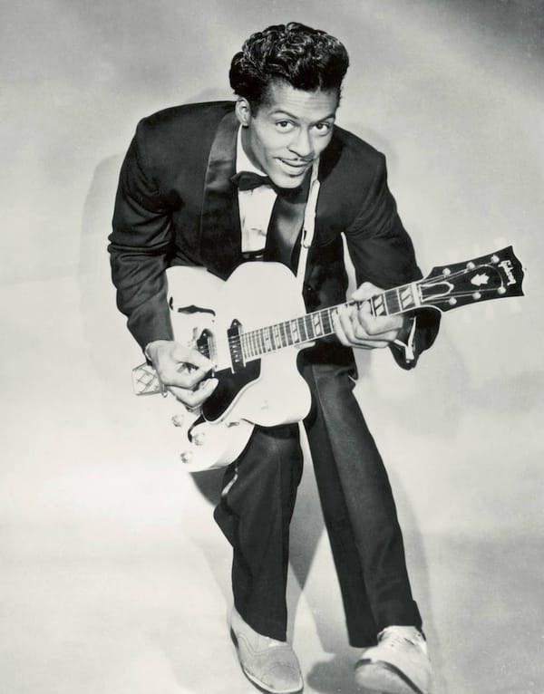 Chuck Berry circa 1958 (via Wikimedia Commons)