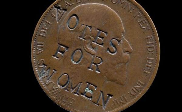 The British Pennies Defaced in Protest by a Suffragette