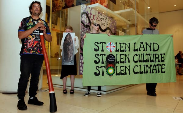 On June 18, Australian activist Rodney Kelly gave a talk inside the British Museum to protest the museum's ownership of the G