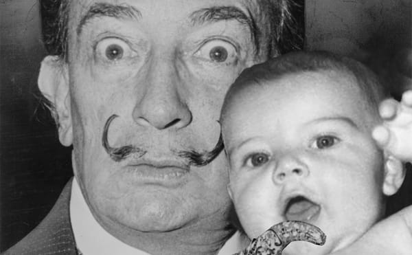 Salvador Dalí with a baby (illustration by the author, Wikimedia source images here and here)