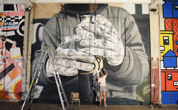 BKFOXX mural in progress at Market Surplus