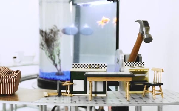 Goldfish Bashes Tiny Furniture with a Hammer