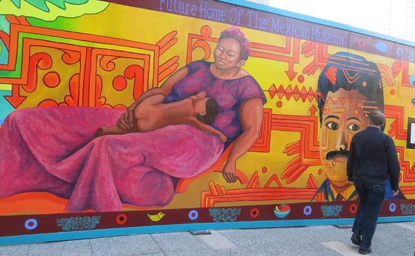 A mural at the future site of the Mexican Museum in downtown San Francisco (photo by torbakhopper/Flickr)