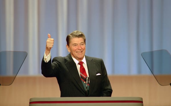 Ronald Reagan addresses the 1988 Republican National Convention, as seen in The Reagan Show, directed by Pacho Velez and Sier
