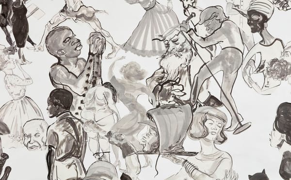 Kara Walker, "Christ's Entry into Journalism" (2017), Sumi ink and collage on paper, 151 x 191 in (© Kara Walker, courtesy of