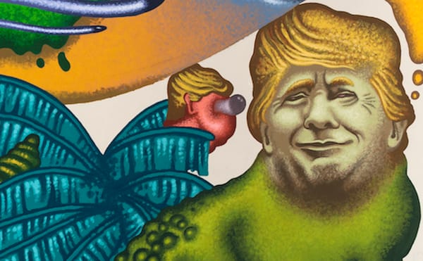 Peter Saul Knows What to Do with the President and a Hamburger