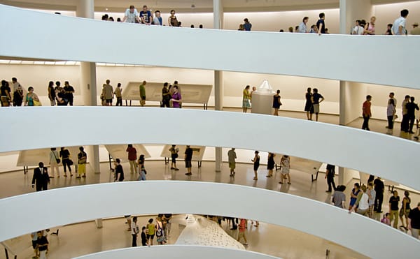 The interior of the Guggenheim museum in New York City (photo by Wallygva, via Wikimedia Commons)