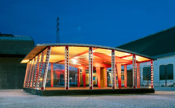 Night view of Jean Prouvé, “Ecole de Villejuif” ("Villejuif School," 1949) (all photos by Victor Picon courtesy LUMA Arles)