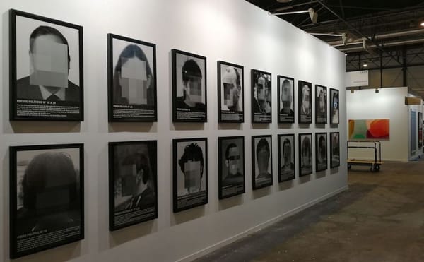 Santiago Sierra, "Political Prisoners in Contemporary Spain" (2018) on view at the Helga de Alvear booth during the installat