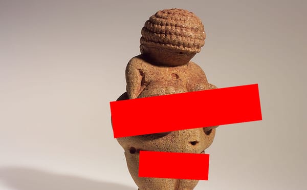 A Facebook-safe version of the Venus of Willendorf (illustration by the author for Hyperallergic)