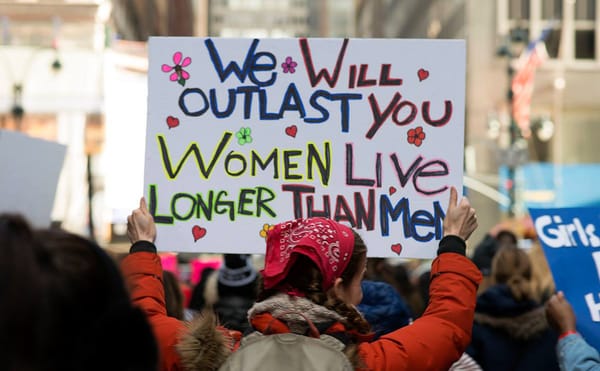 A demonstrator at the 2018 Women's March in New York City (photo by Young Sun Han)