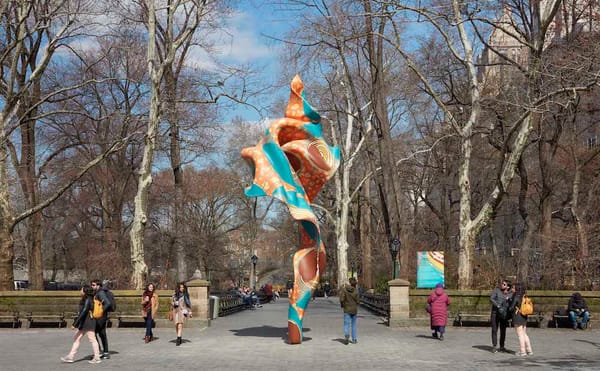 Yinka Shonibare, " Wind Sculpture (SG) I" (2018), hand-painted fiberglass resin cast  (courtesy Collection of Davidson Colleg