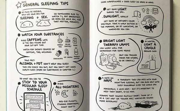 A spread from from Rock Steady: Brilliant Advice From My Bipolar Life (2018) by Ellen Forney