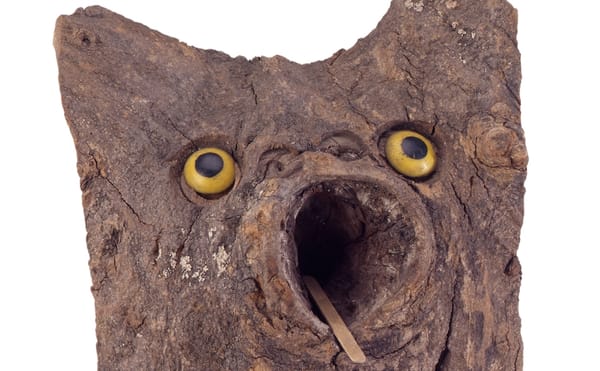 Jesse Aaron, "Untitled" (early 1970s), wood, popsicle stick, doll’s eyes, Virginia Museum of Fine Arts; Adolph D. and Wilkins