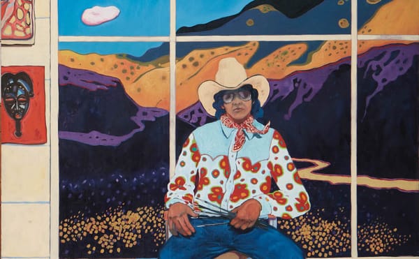 T. C. Cannon, "Self-Portrait in the Studio" (1975), oil on canvas, collection of Richard and Nancy Bloch (© 2017 Estate of T.