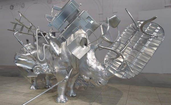 Urs Fischer, "Things" (2017), milled aluminum, steel, power magnets, two-component epoxy adhesive, 125 1/4 × 204 3/8 × 118 1/