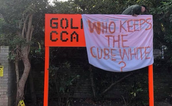 Protesters at Goldsmiths University in London Demand Answers for "Who Keeps the Cube White?"
