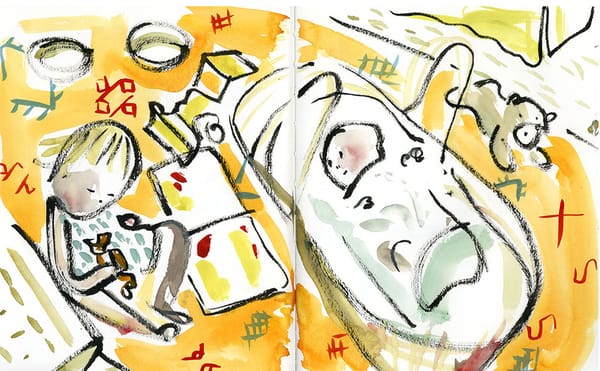 Two Babies and a Sketchbook