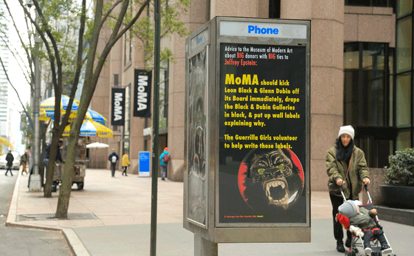 Guerrilla Girls Target MoMA Trustees With Ties to Jeffrey Epstein in an Ad Takeover