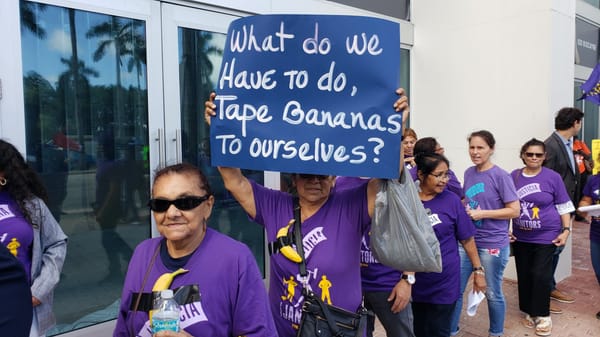 Miami Janitors Protest Low Wages With a Parody of the Maurizio Cattelan Banana