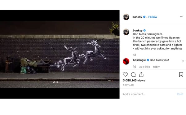 Hours After It Was Revealed, Someone Tagged a Banksy Mural About Homelessness