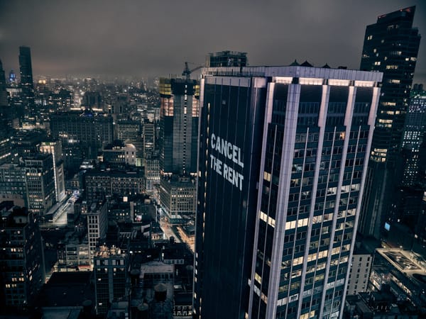 A Guerrilla Projection Urges NYC to “Cancel the Rent” and “End Bail”